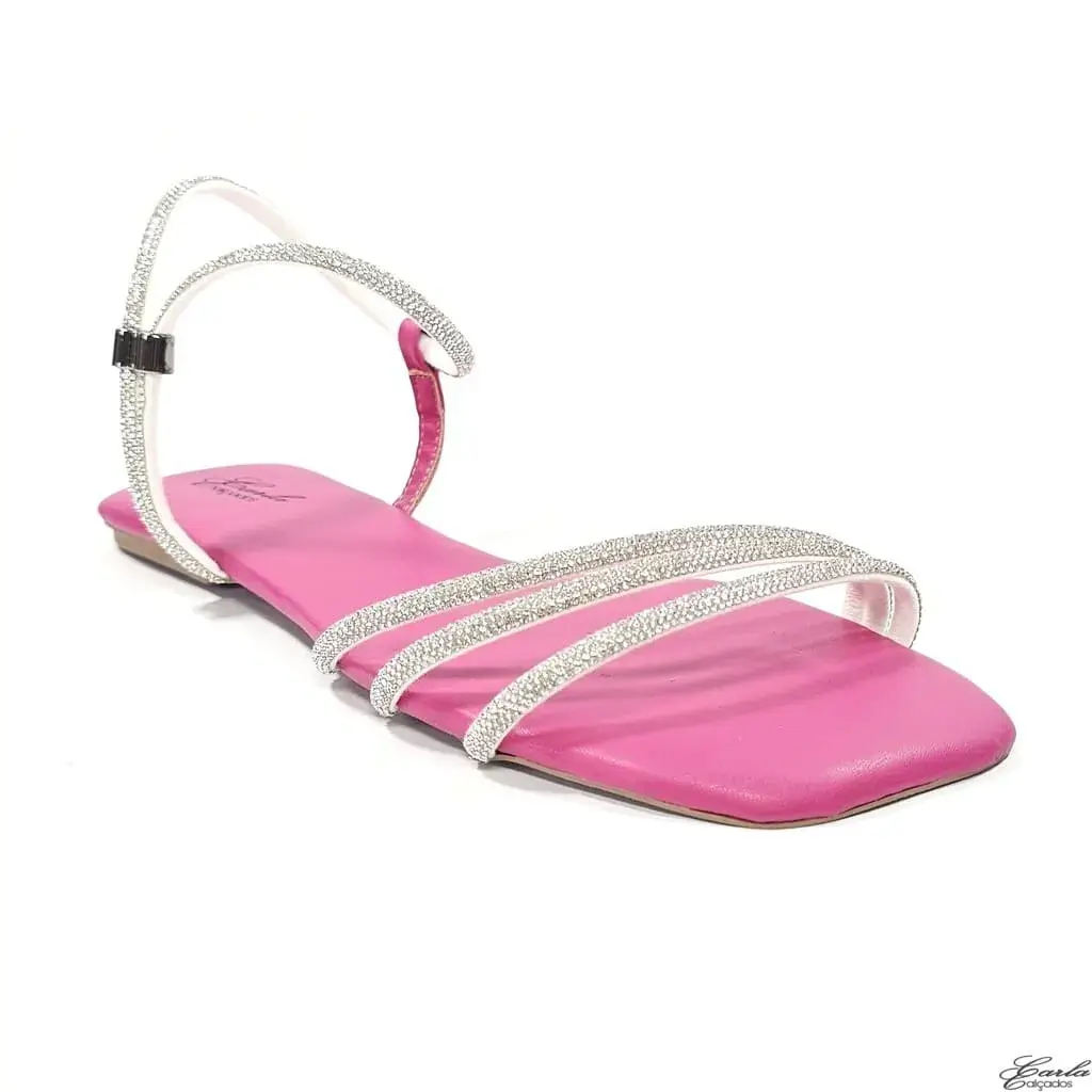 Rasteirinha Sandália Pink Strass Tamanho Especial Rasteirinha Sandália Pink Strass Tamanho Especial