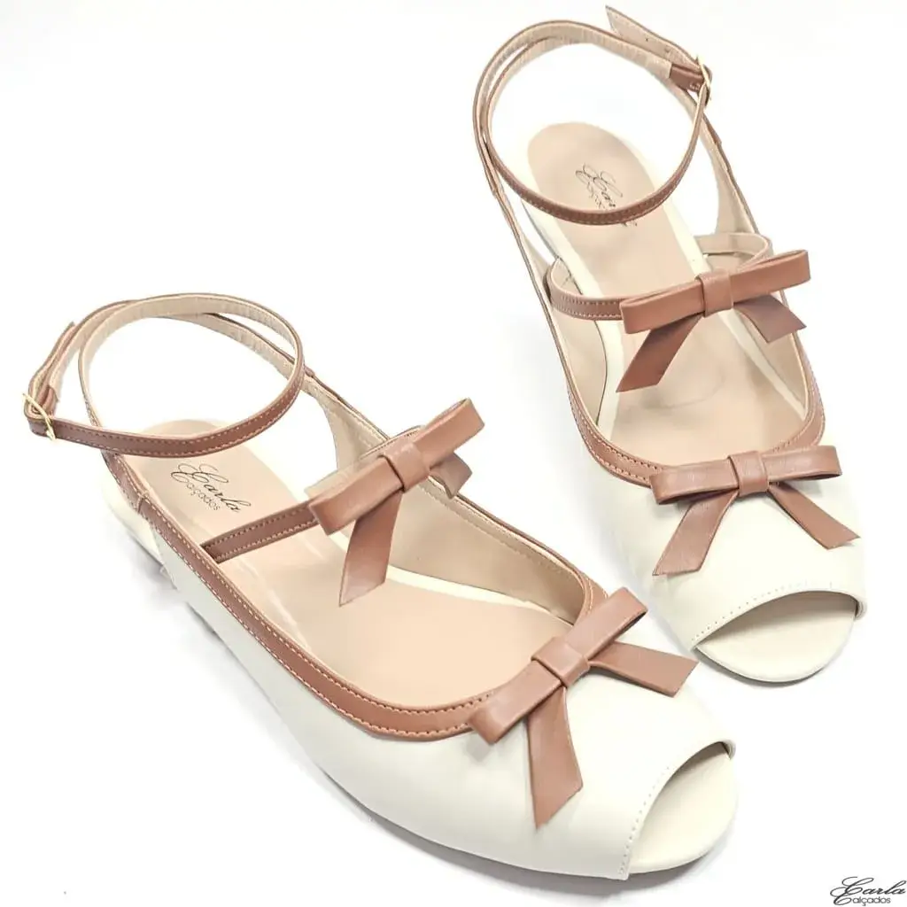 Sapatilha Slingback Off White - Caramelo Tamanho Especial