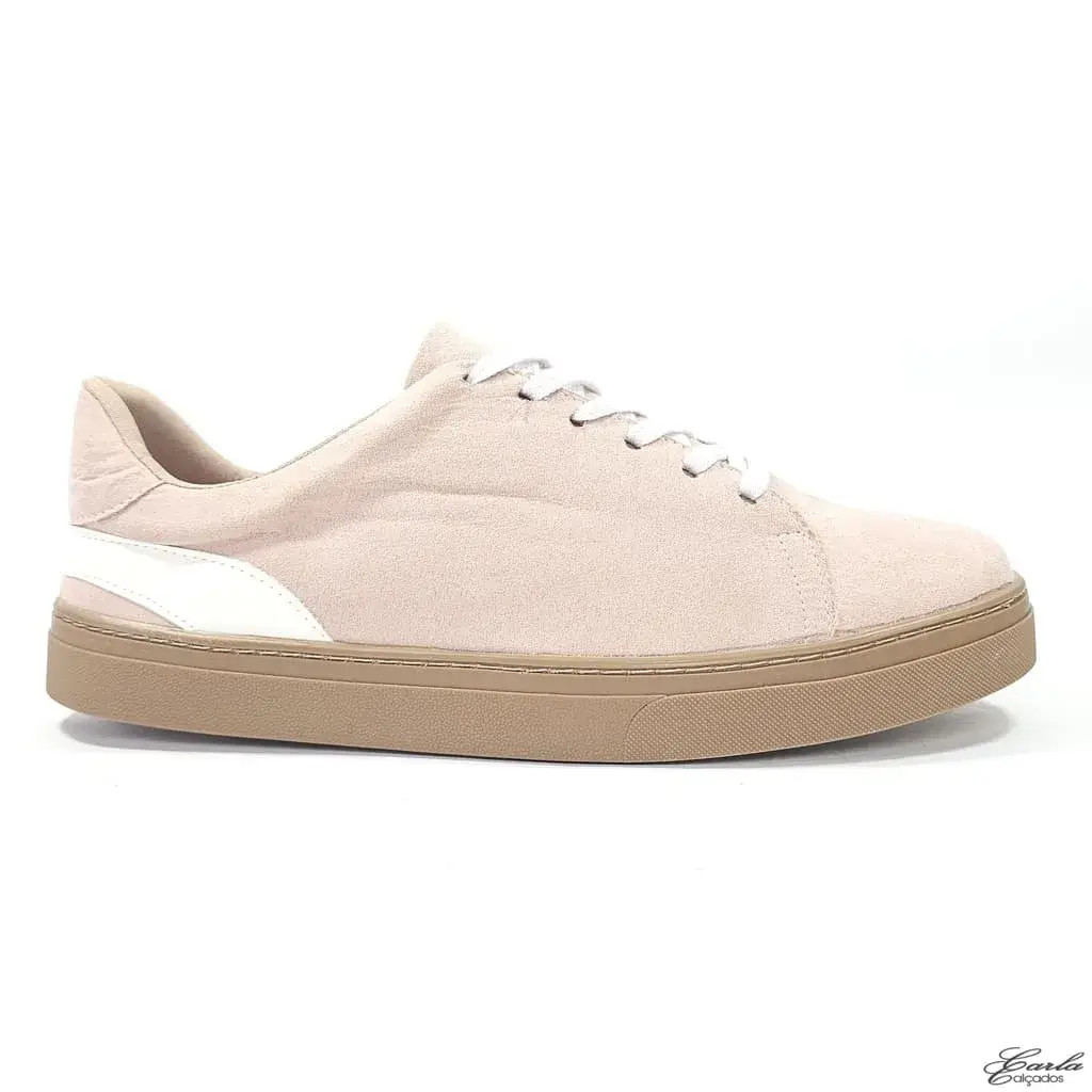 Tênis Suede Rose Sola Bege Tamanho Especial 41 ao 44