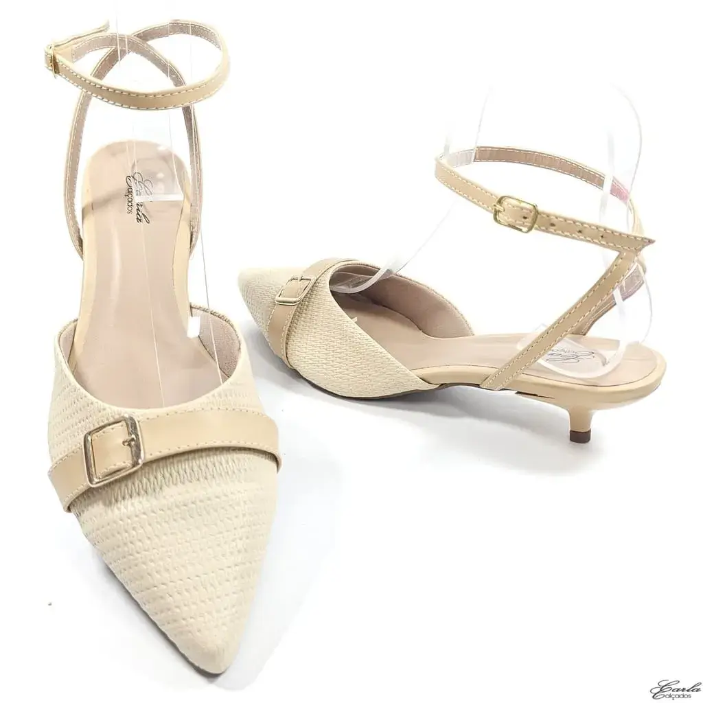 Scarpin Slingback Nude Salto 3cm Fivela Tamanho Especial Scarpin Slingback Nude Salto 3cm Fivela Tamanho Especial