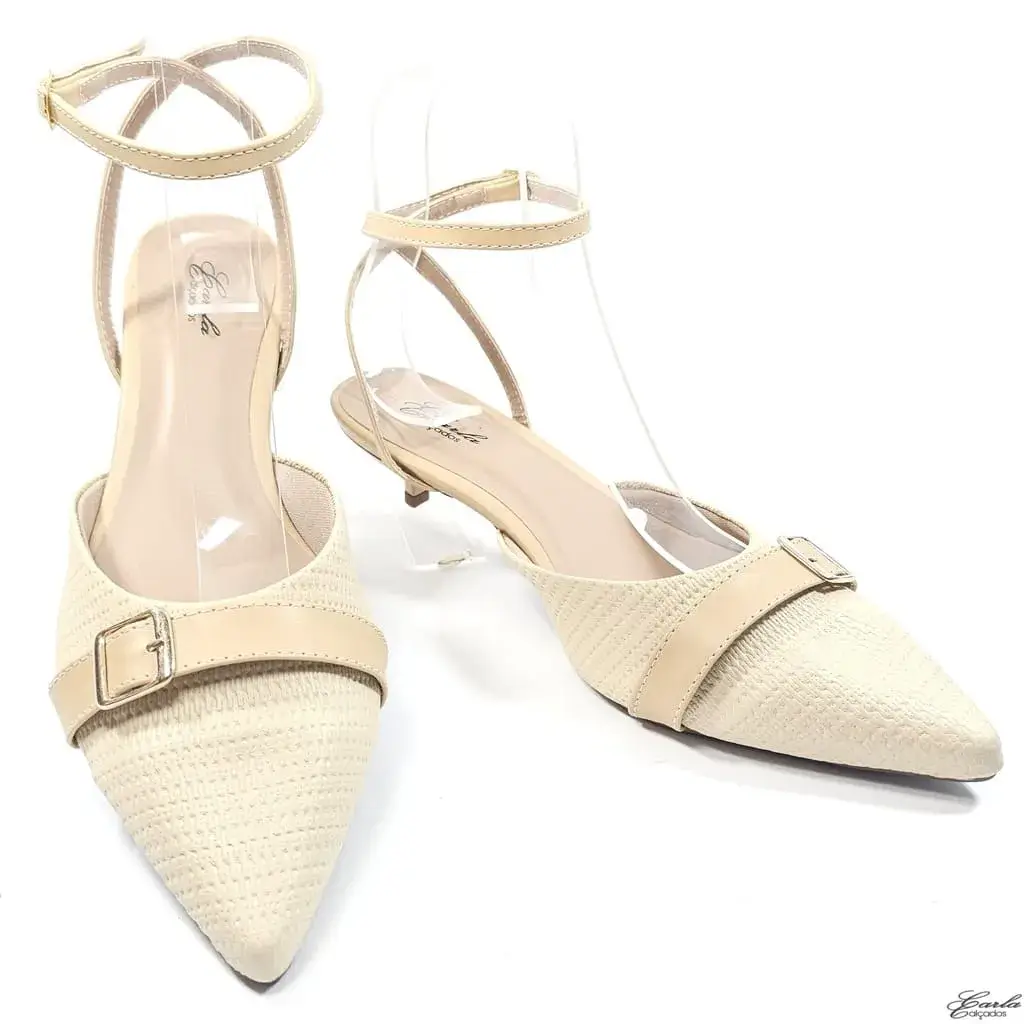 Scarpin Slingback Nude Salto 3cm Fivela Tamanho Especial Scarpin Slingback Nude Salto 3cm Fivela Tamanho Especial