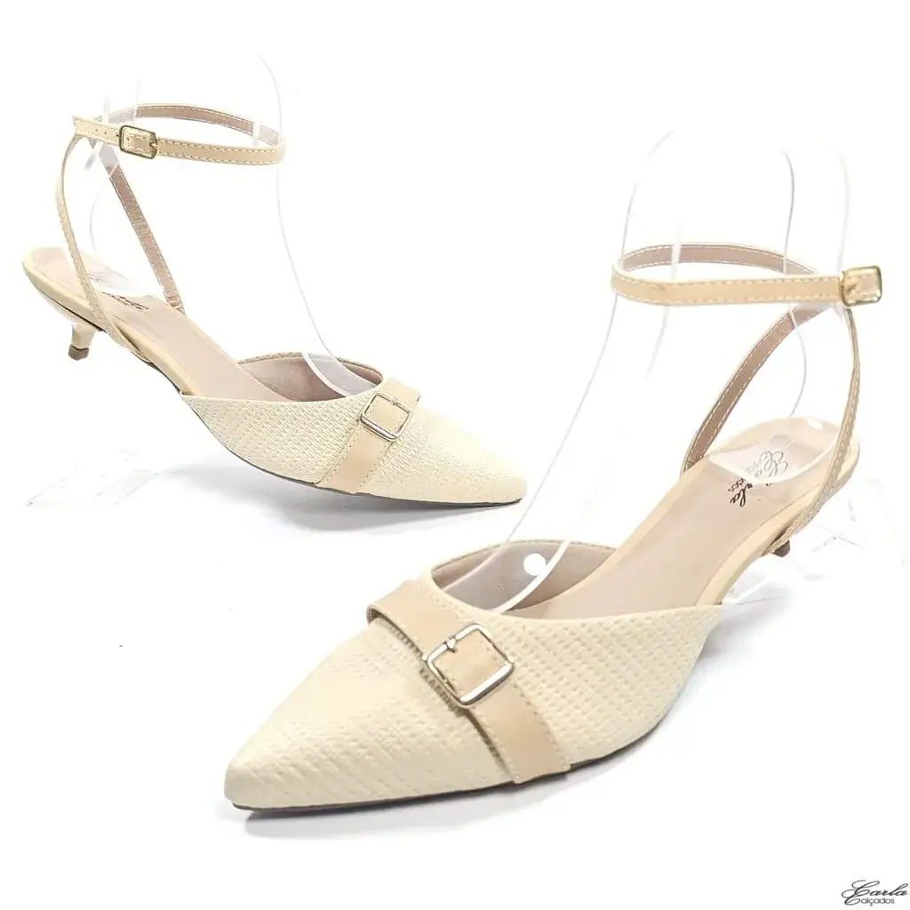 Scarpin Slingback Nude Salto 3cm Fivela Tamanho Especial Scarpin Slingback Nude Salto 3cm Fivela Tamanho Especial