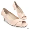 Peep Toe Salto Fino 5cm Verniz Nude Tamanho Especial