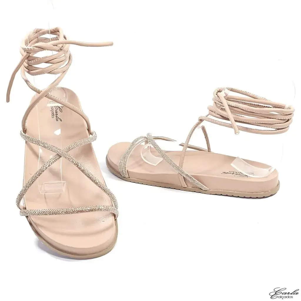 Papete Nude Strass de Amarrar Tamanho Especial Papete Nude Strass de Amarrar Tamanho Especial