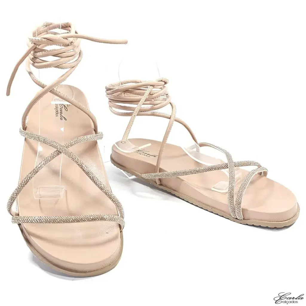 Papete Nude Strass de Amarrar Tamanho Especial Papete Nude Strass de Amarrar Tamanho Especial