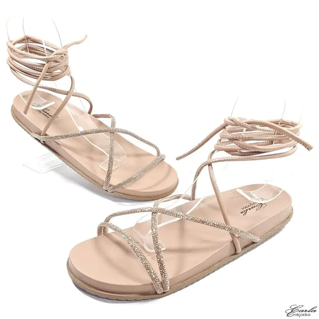 Papete Nude Strass de Amarrar Tamanho Especial Papete Nude Strass de Amarrar Tamanho Especial