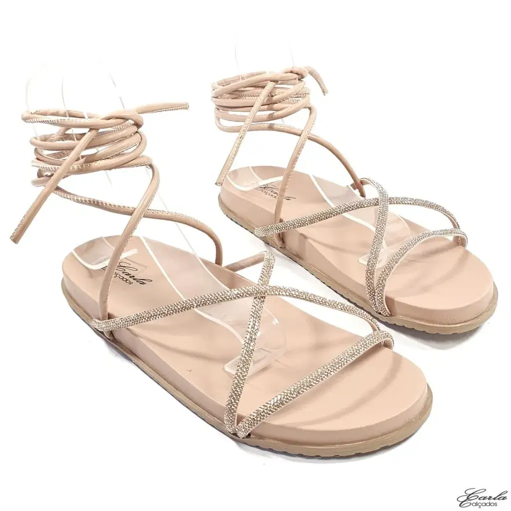 Papete Nude Strass de Amarrar Tamanho Especial Papete Nude Strass de Amarrar Tamanho Especial