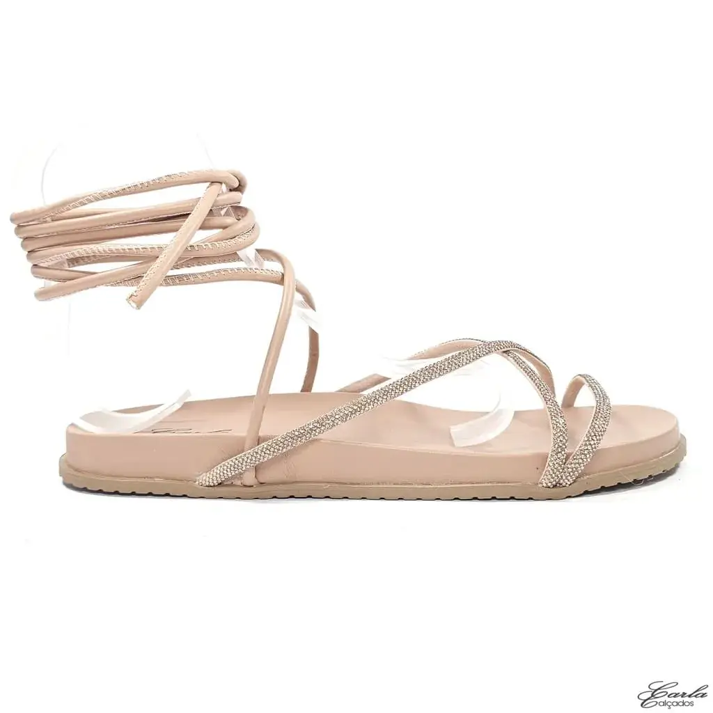 Papete Nude Strass de Amarrar Tamanho Especial