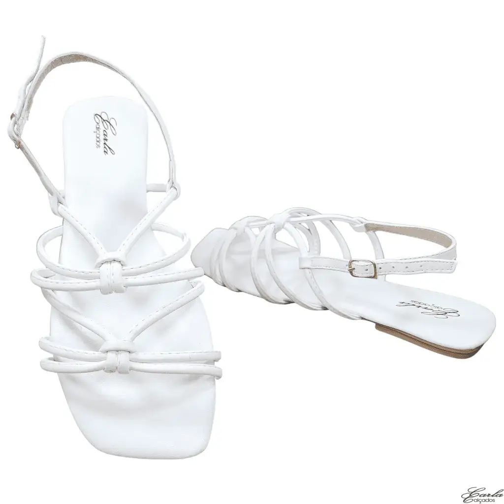 Rasteirinha Tamanho Especial (14) Rasteirinha Sandália Branca Tiras Tamanho Especial