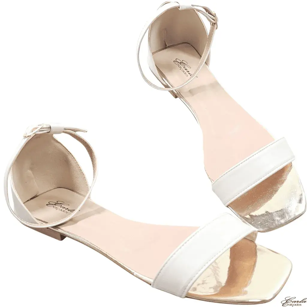 Rasteirinha Sandália Branca Tiras Tamanho Especial