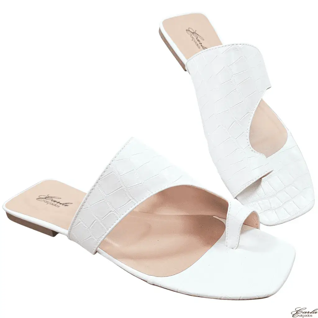 Rasteirinha Branca Croco Mule Tamanho Especial