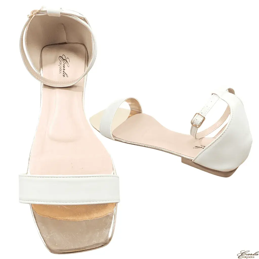 Rasteirinha Tamanho Especial (21) Rasteirinha Sandália Branca Tiras Tamanho Especial