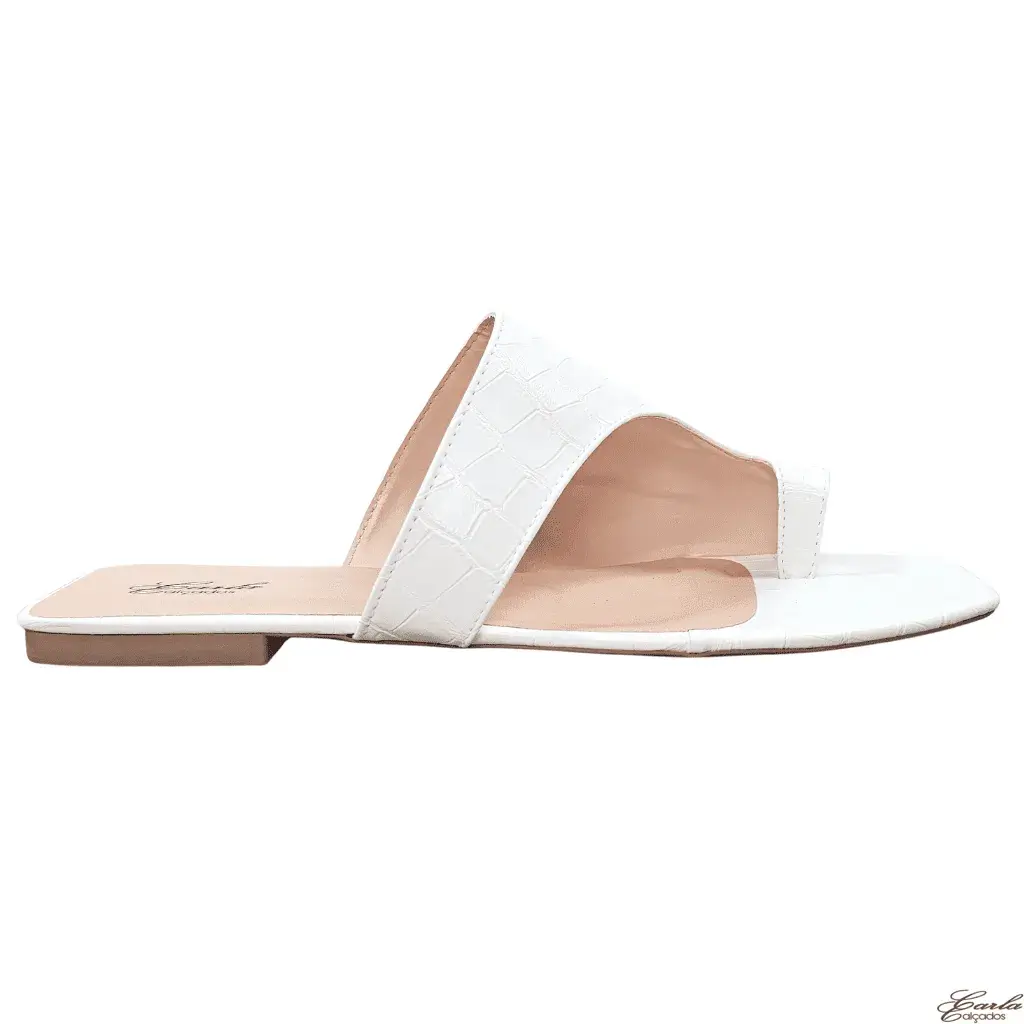 Rasteirinha Branca Croco Mule Tamanho Especial