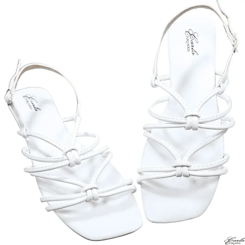 Rasteirinha Sandália Branca Tiras Tamanho Especial