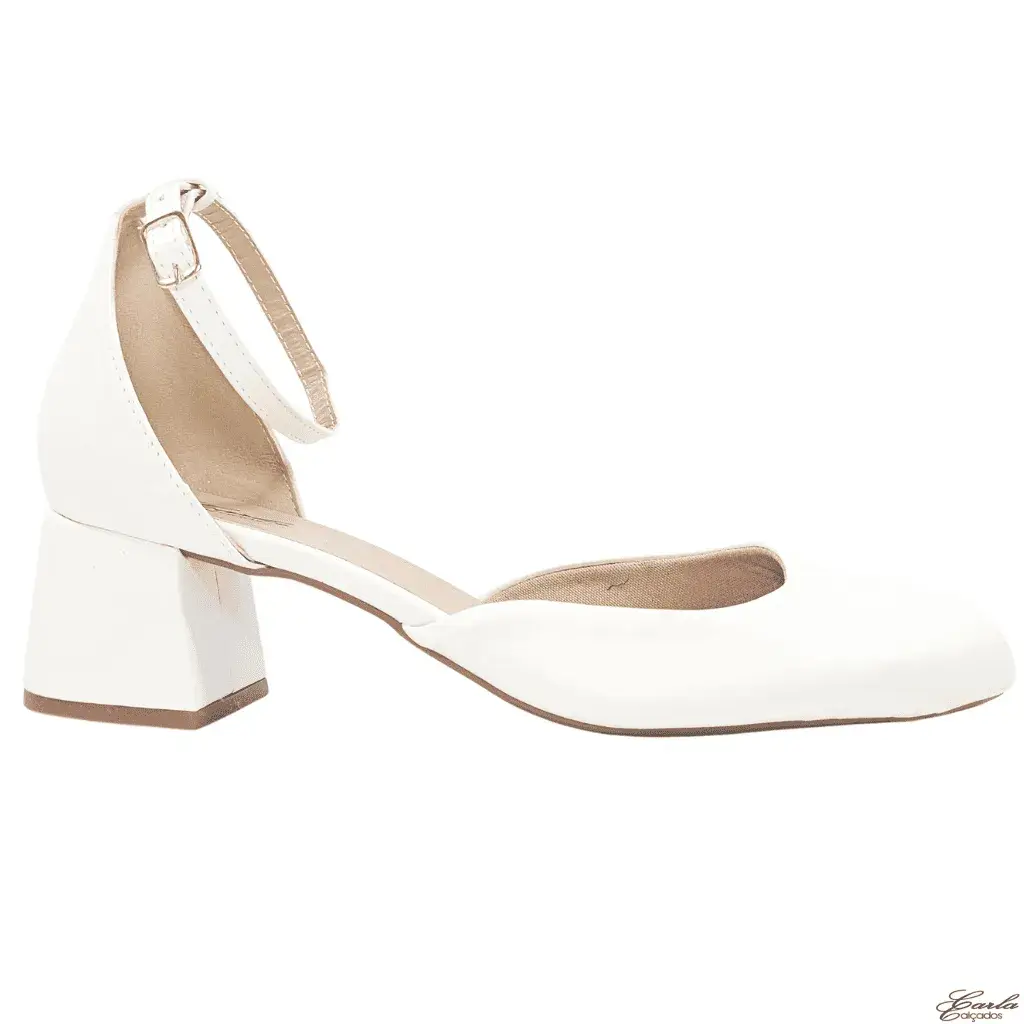 Scarpin Slingback Salomé 5cm Branco Tamanho Especial