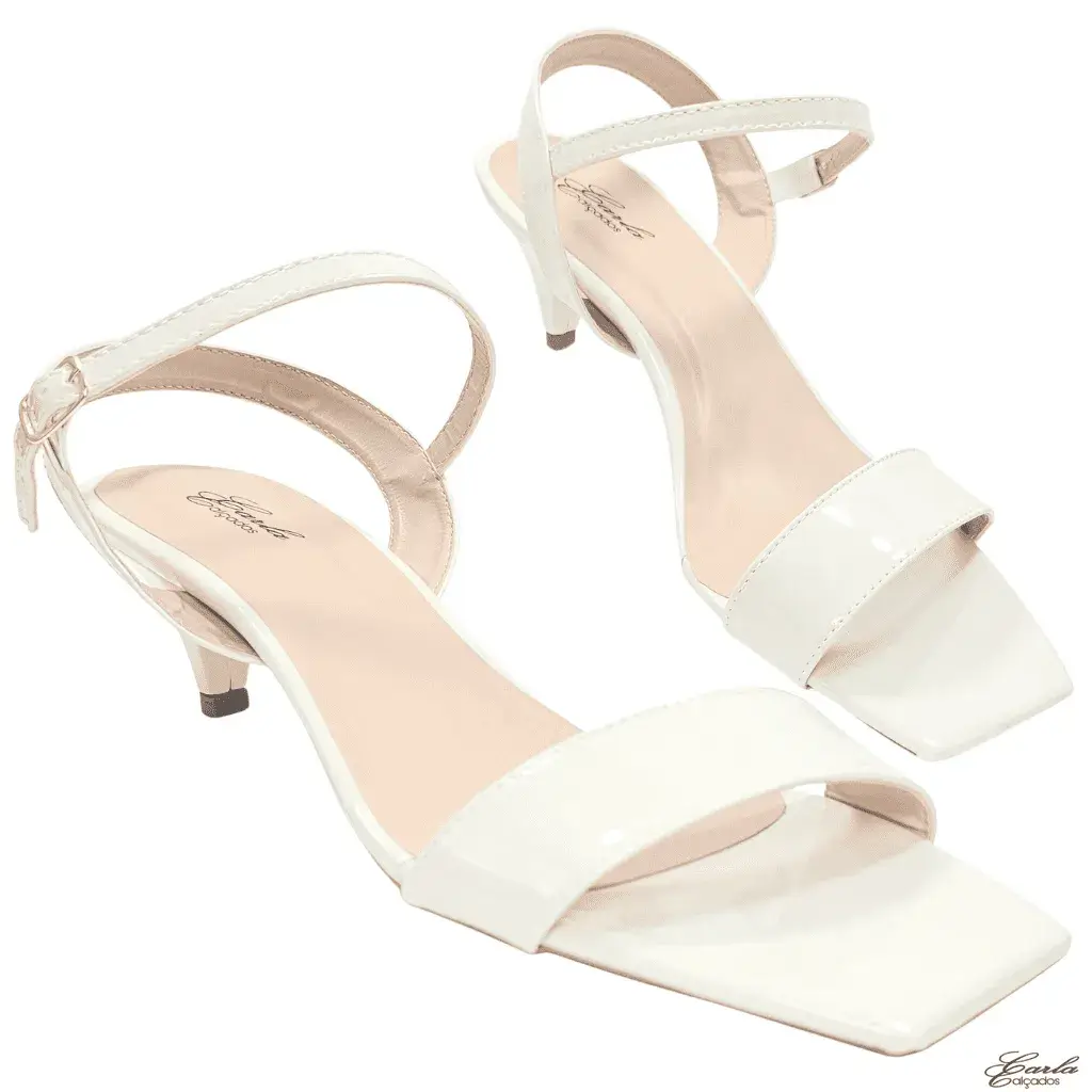 Sandália Clássica Salto 5cm Fino Tamanho Especial Off White