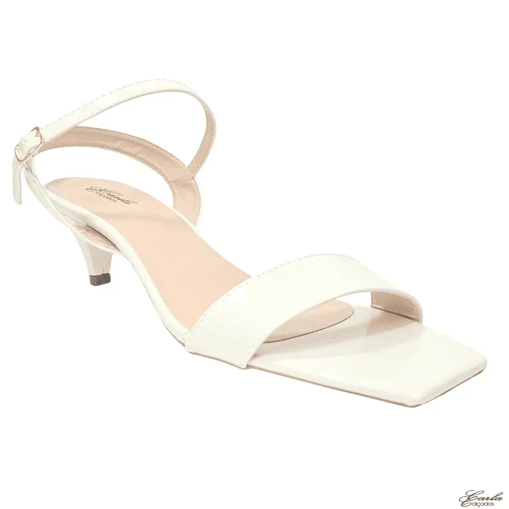 Sandália Tamanho Especial (24) Sandália Clássica Salto 5cm Fino Tamanho Especial Off White