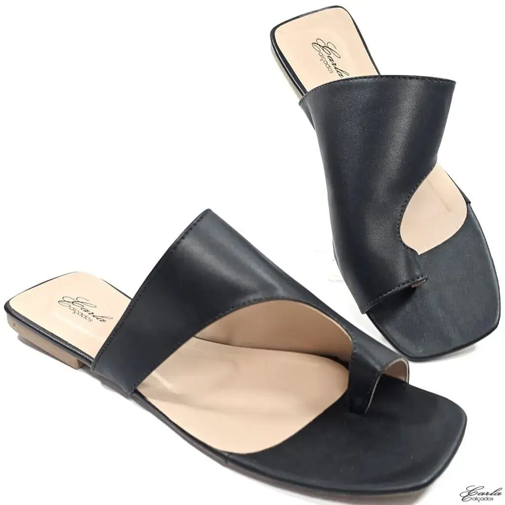 Rasteirinha Preta Mule Tamanho Especial