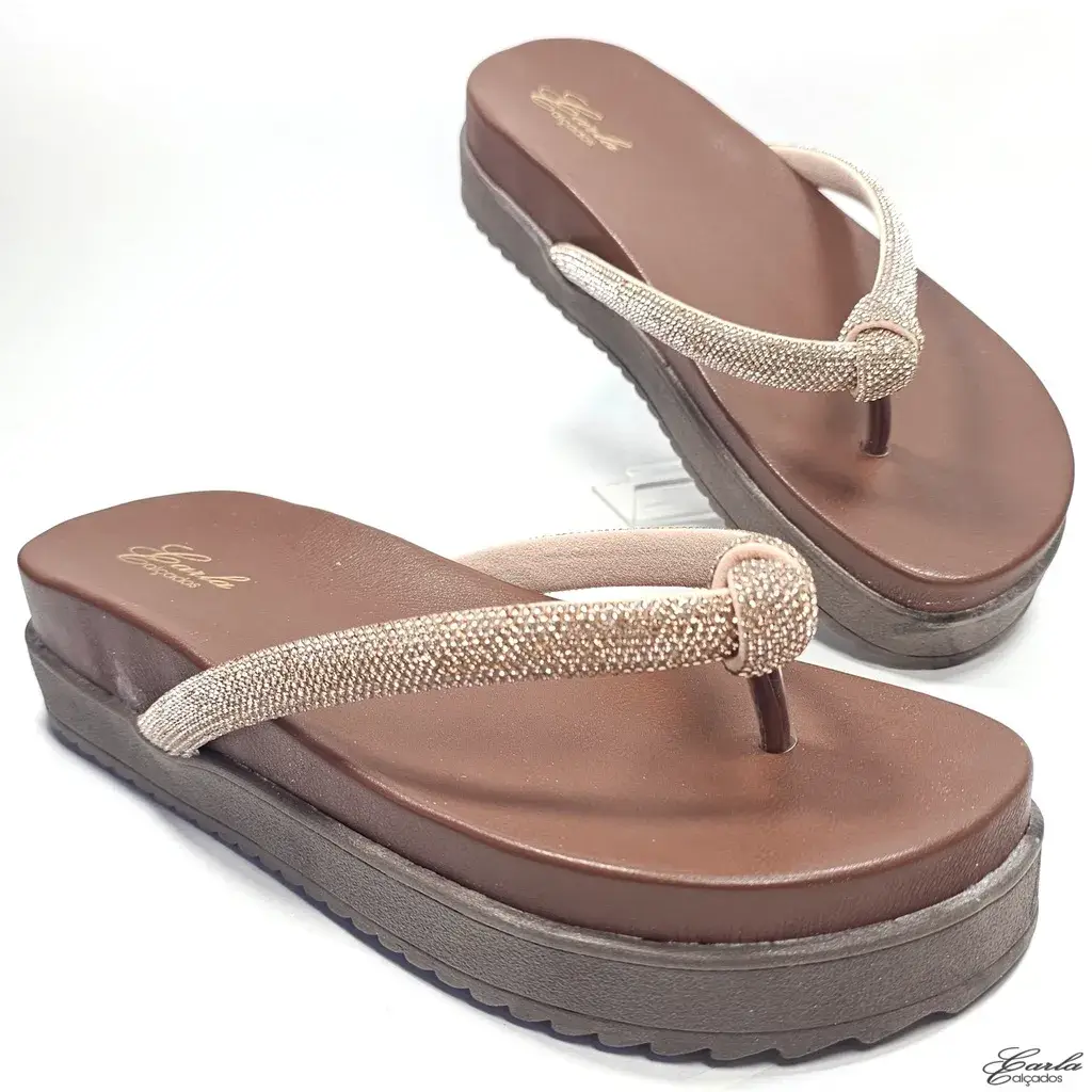 Papete Plataforma Mocha Mousse Strass Tamanho Especial