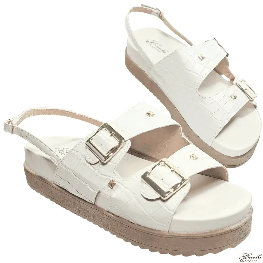 Papete Plataforma Casual Chic Off White Numeração Especial