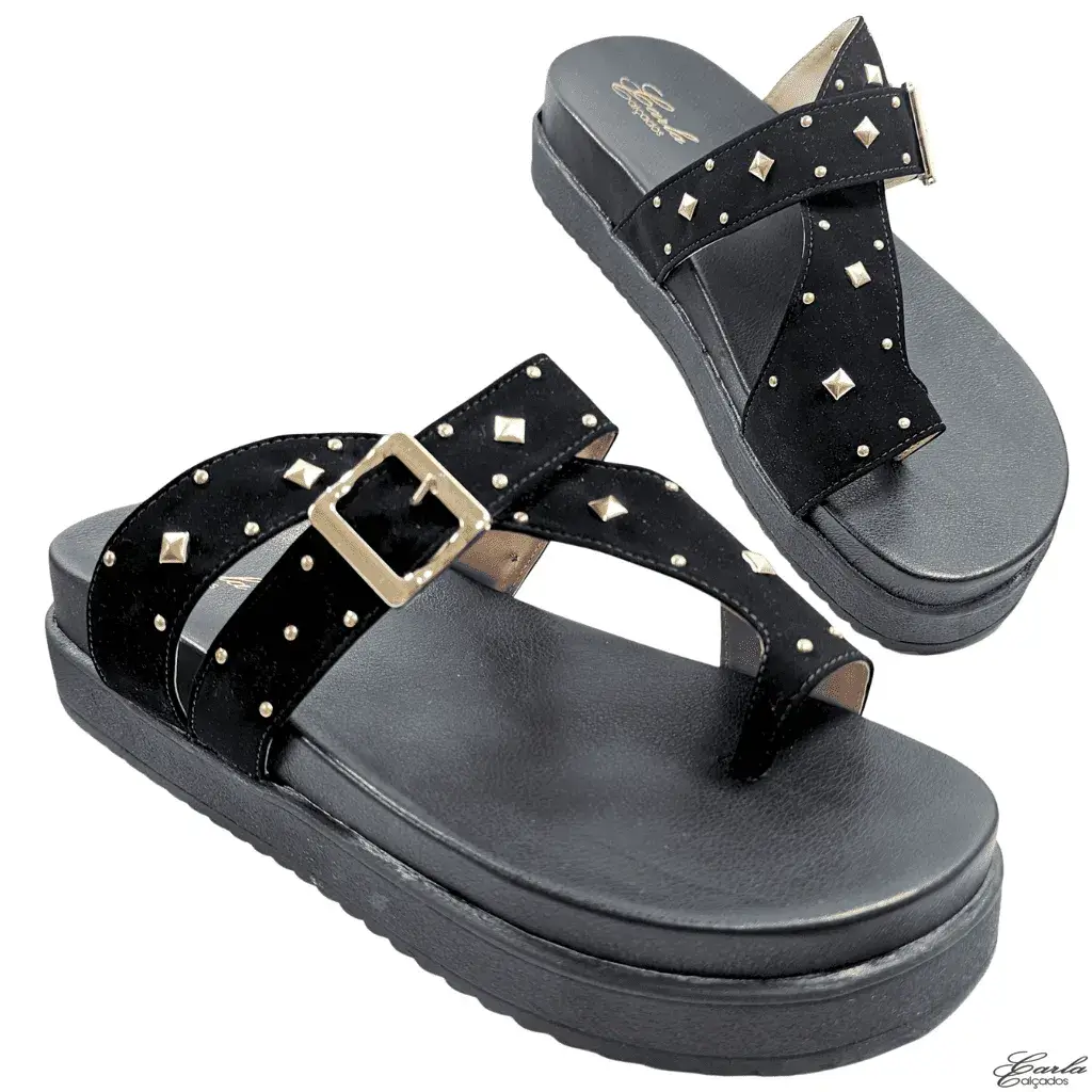 Papete Plataforma Preta Fashion Numeração Especial 41 ao 44