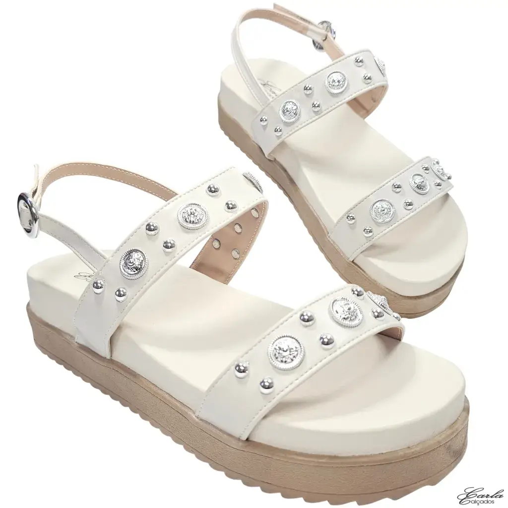 Papete Plataforma Off White Pedrarias Tamanho Especial