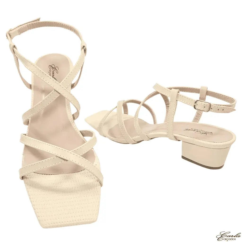 Sandália Nude Tamanho Especial (10) Sandália Nude Salto 3cm Tiras Finas Tamanho Especial