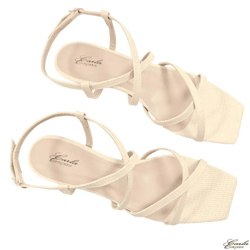 Sandália Nude Tamanho Especial (6) Sandália Nude Salto 3cm Tiras Finas Tamanho Especial