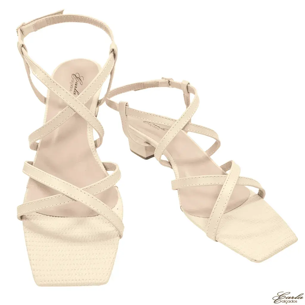 Sandália Nude Tamanho Especial (9) Sandália Nude Salto 3cm Tiras Finas Tamanho Especial