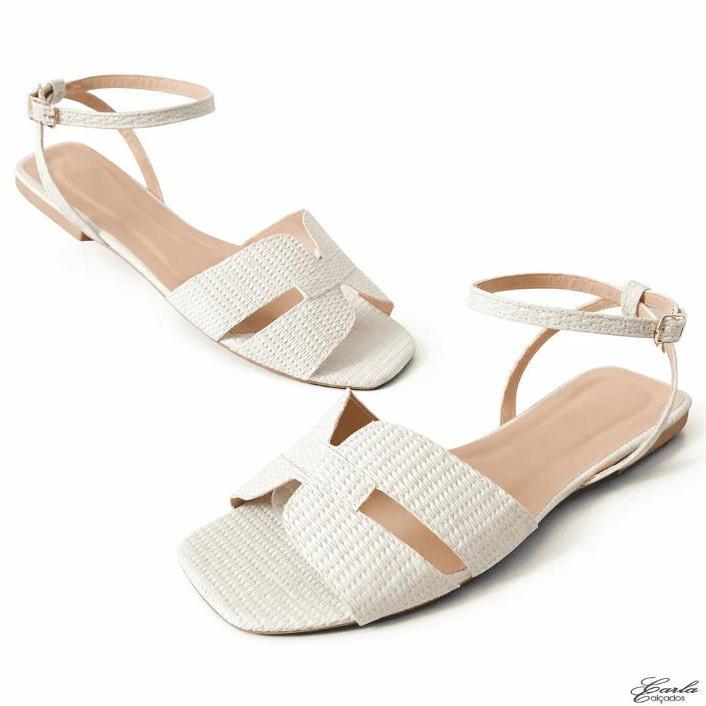 Rasteirinha Numeração Especial 41 42 43 44 Ráfia Off White Tiras Largas (13)