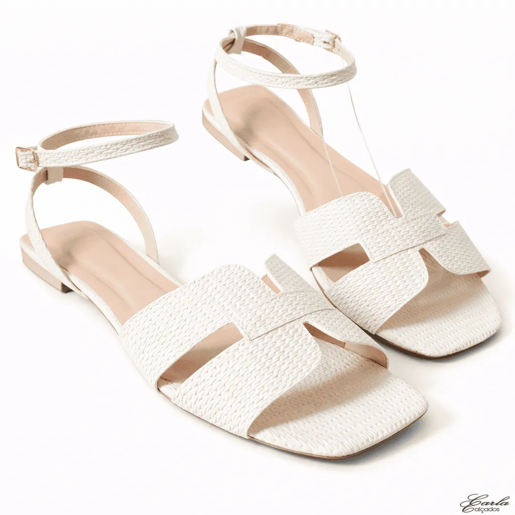 Rasteirinha Numeração Especial 41 42 43 44 Ráfia Off White Tiras Largas (14)