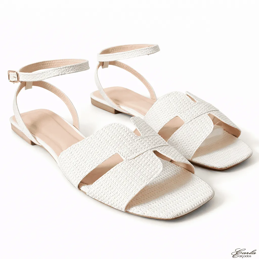 Rasteirinha Numeração Especial 41 42 43 44 Ráfia Off White Tiras Largas (5)