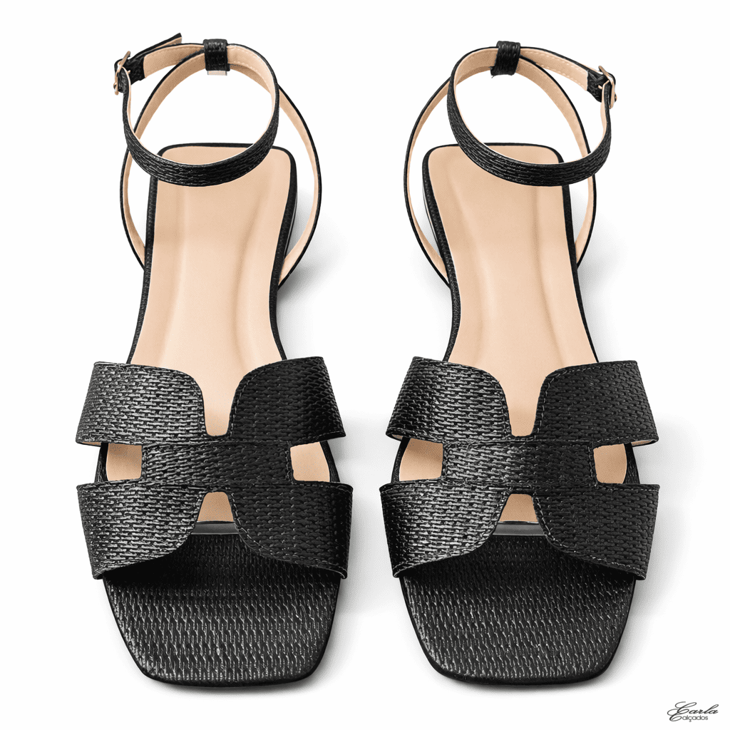 Rasteirinha Ráfia Preta Tiras Largas Numeração Especial 41 ao 44 (7)