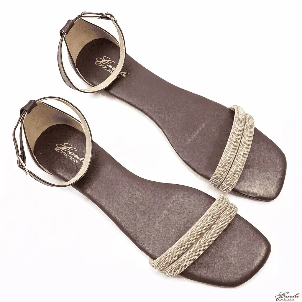 Rasteirinha Sandália Marrom Strass Tamanho Especial (4)