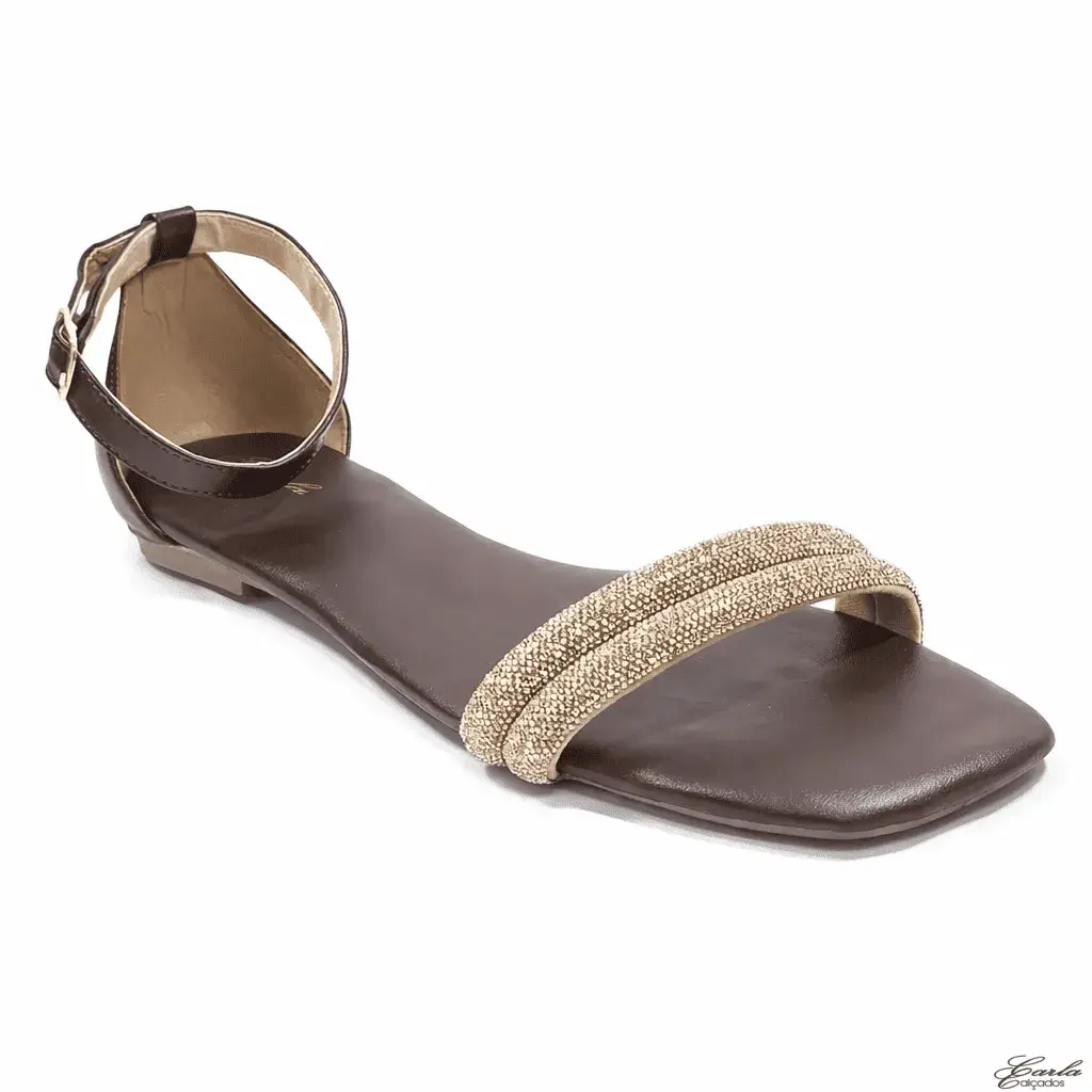 Rasteirinha Sandália Marrom Strass Tamanho Especial (5)