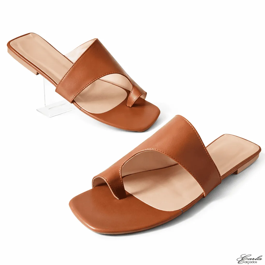 Rasteirinha Sandália Numeração Especial 41 42 43 44 Caramelo Bico Quadrado (11)