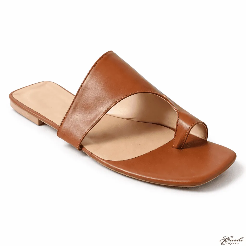 Rasteirinha Sandália Numeração Especial 41 42 43 44 Caramelo Bico Quadrado (3)