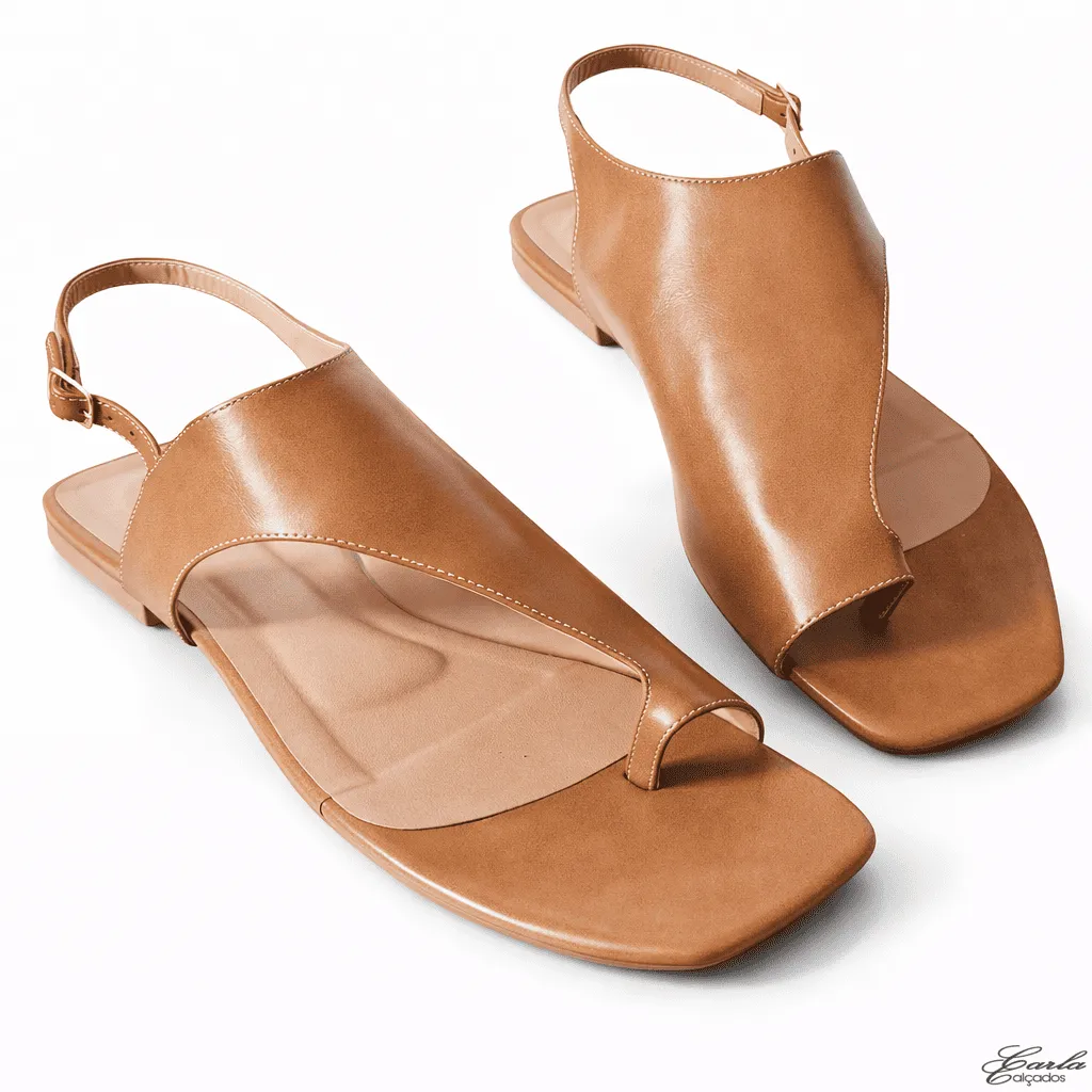 Rasteirinha Sandália Numeração Especial 41 42 43 44 Conhaque Bico Quadrado (12)