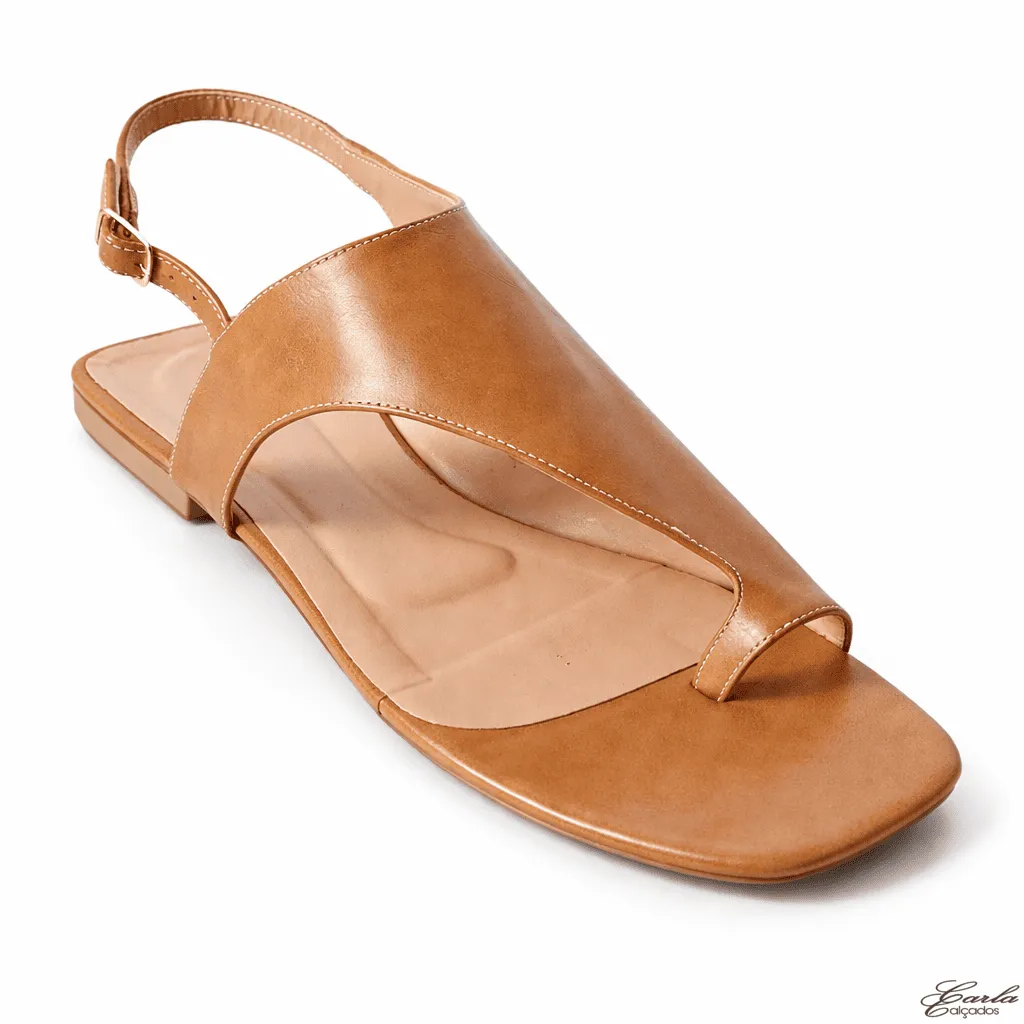 Rasteirinha Sandália Numeração Especial 41 42 43 44 Conhaque Bico Quadrado (14)