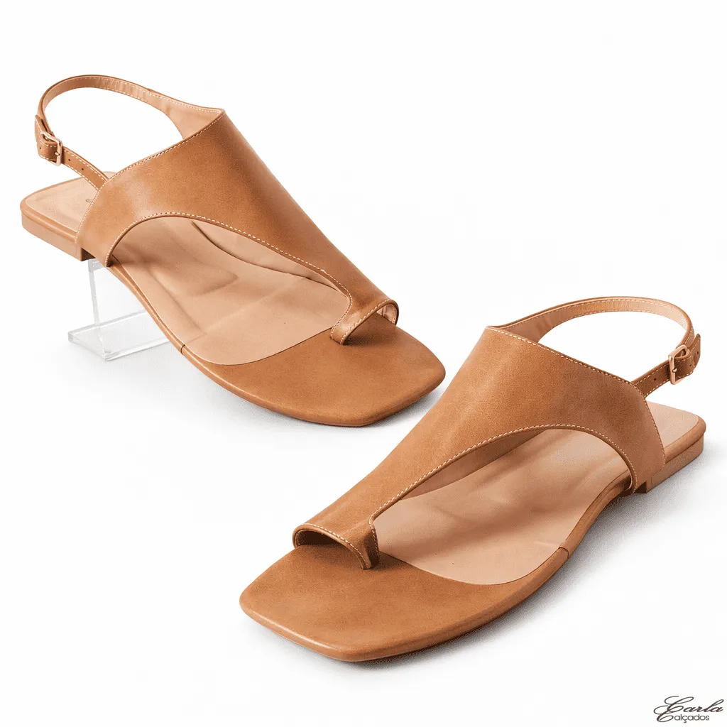 Rasteirinha Sandália Numeração Especial 41 42 43 44 Conhaque Bico Quadrado (9)
