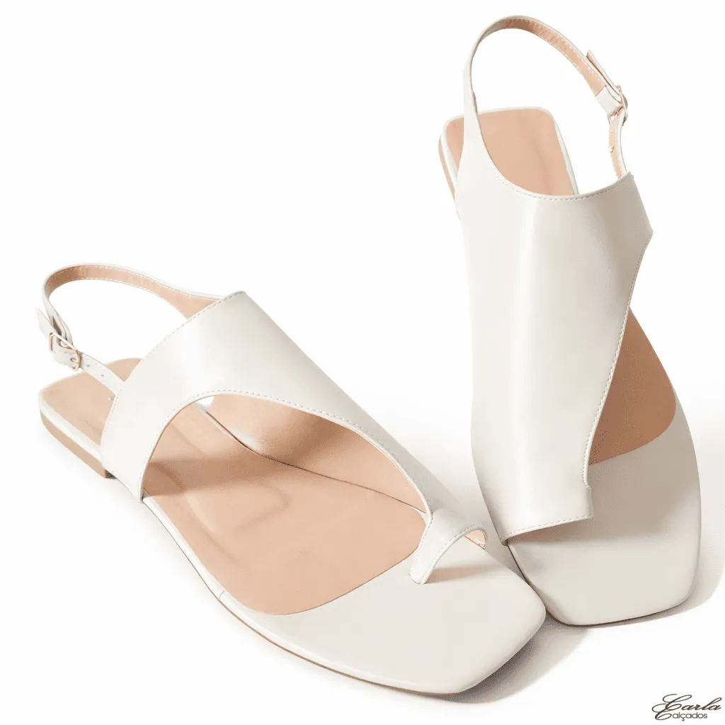 Rasteirinha Sandália Numeração Especial 41 42 43 44 Off White Bico Quadrado (1)