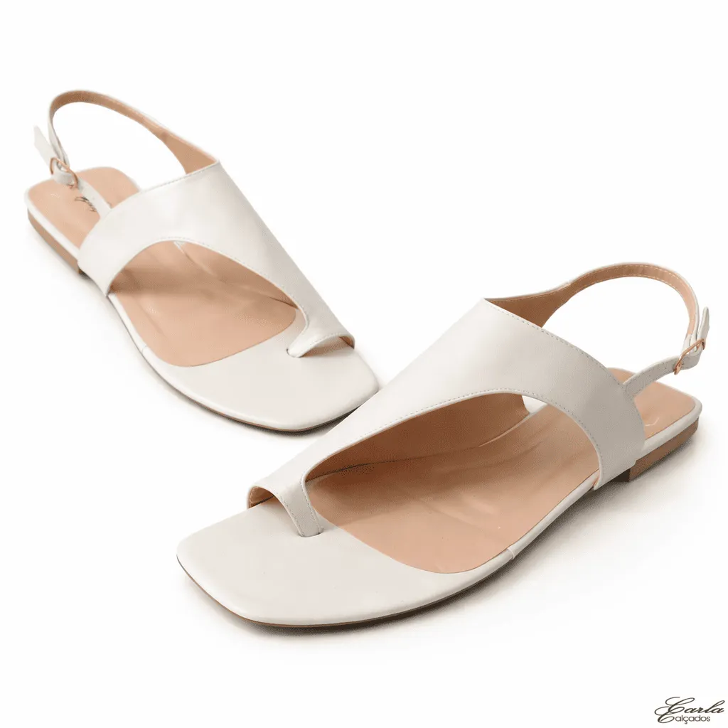 Rasteirinha Sandália Numeração Especial 41 42 43 44 Off White Bico Quadrado (2)