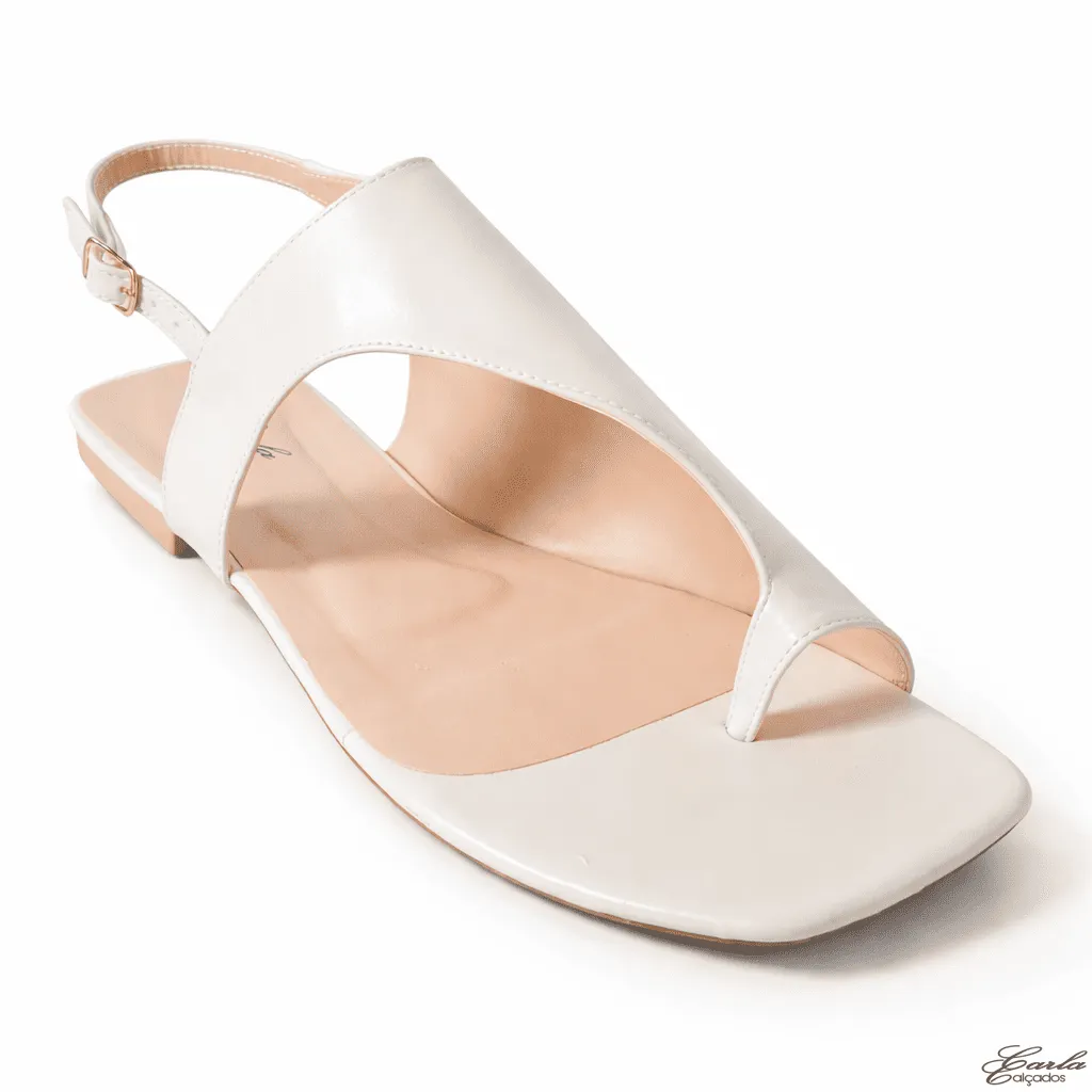 Rasteirinha Sandália Numeração Especial 41 42 43 44 Off White Bico Quadrado (6)
