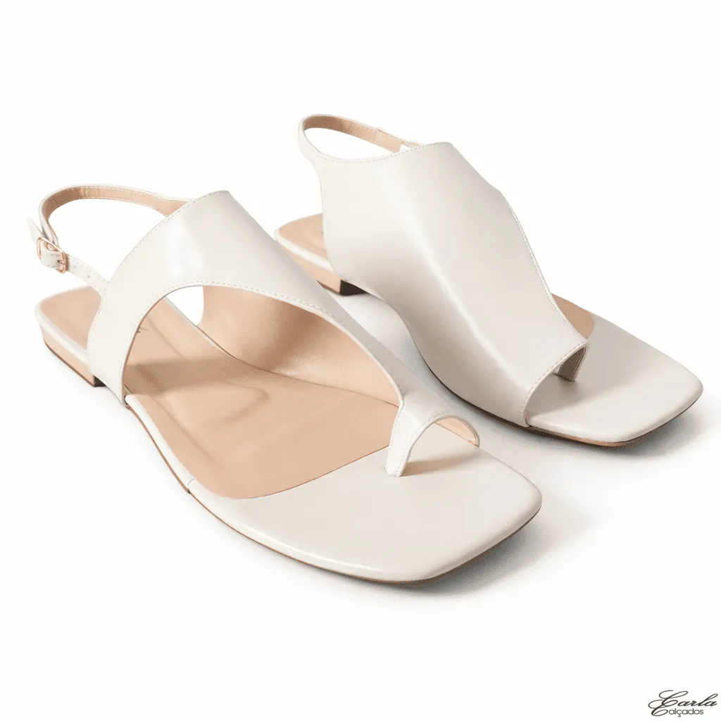 Rasteirinha Sandália Numeração Especial 41 42 43 44 Off White Bico Quadrado (7)