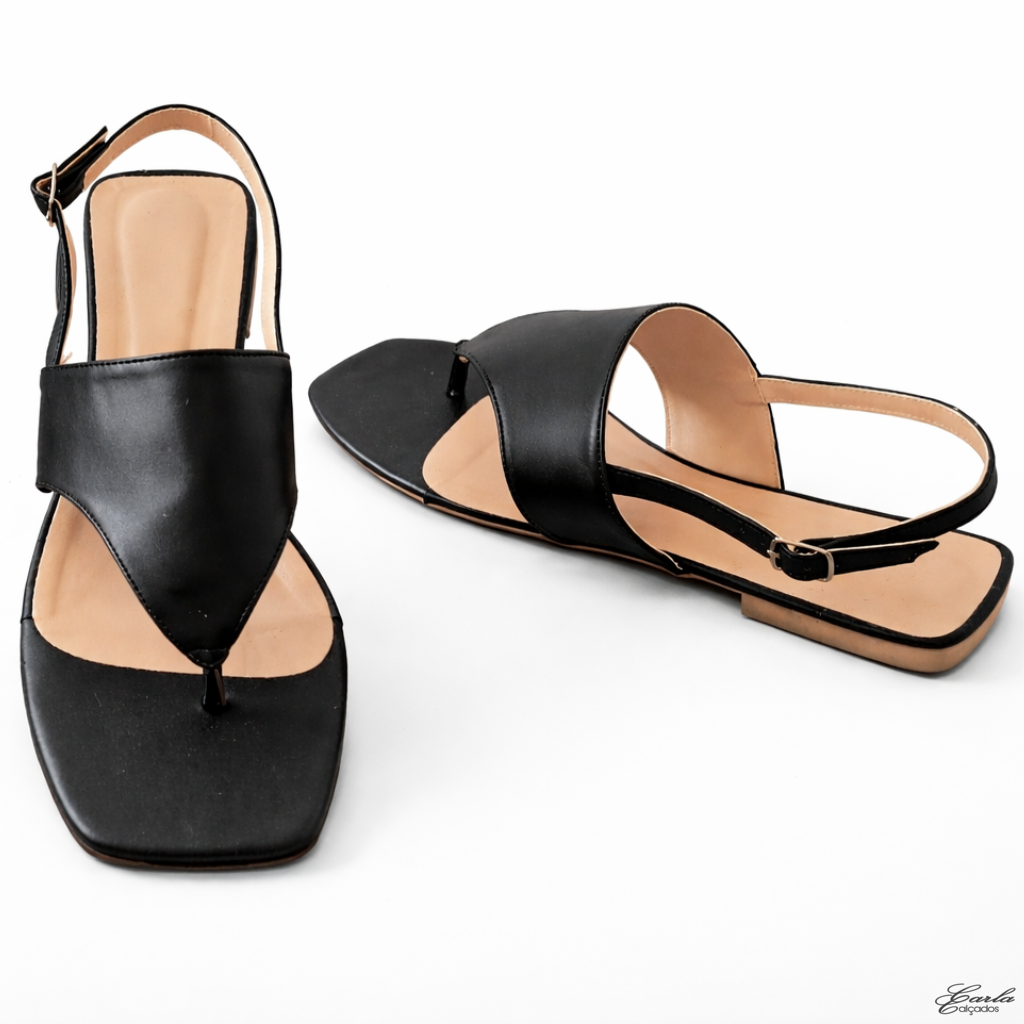 Rasteirinha Thong Preta Larga Tamanho Especial (1) Rasteirinha Thong Preta Larga Tamanho Especial 41 42 43 44