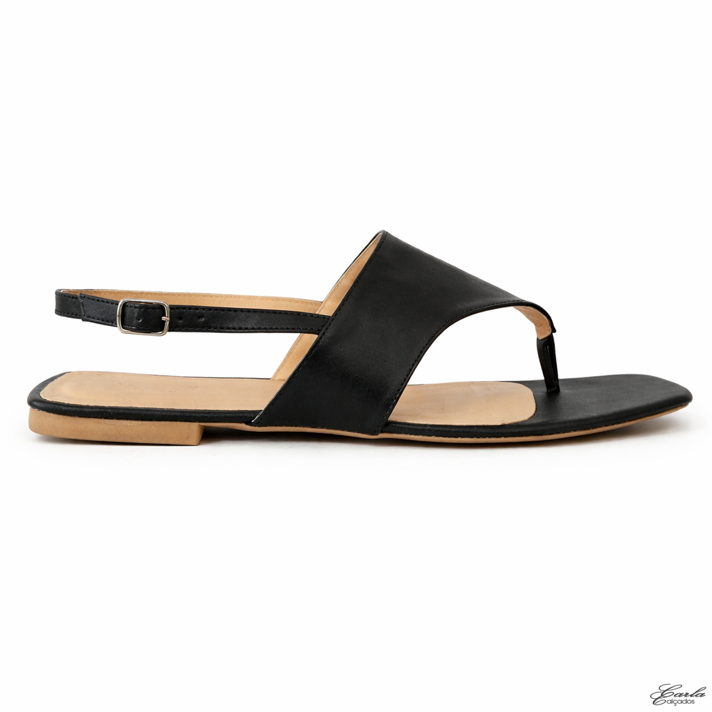 Rasteirinha Thong Preta Larga Tamanho Especial 41 42 43 44