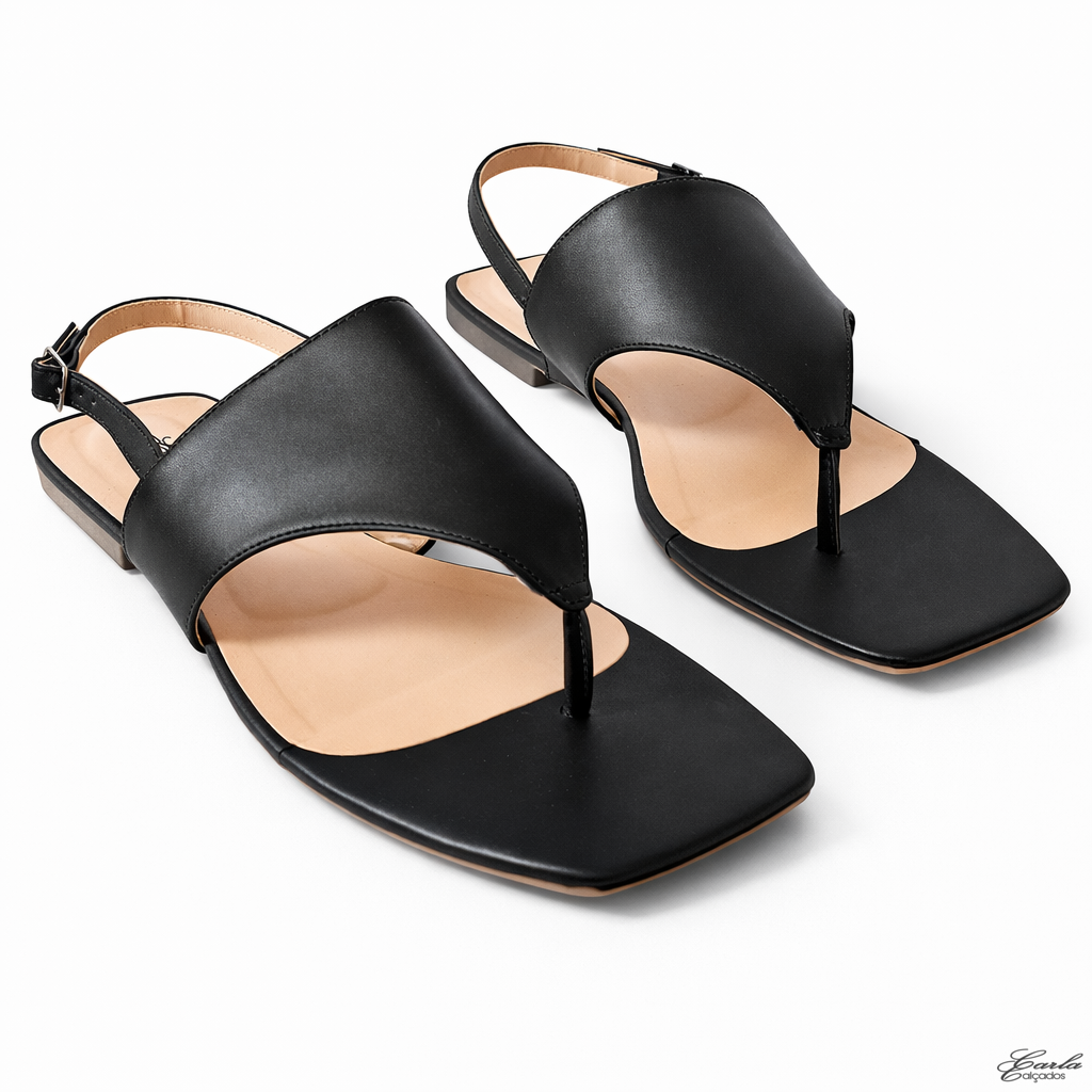 Rasteirinha Thong Preta Larga Tamanho Especial (6) Rasteirinha Thong Preta Larga Tamanho Especial 41 42 43 44