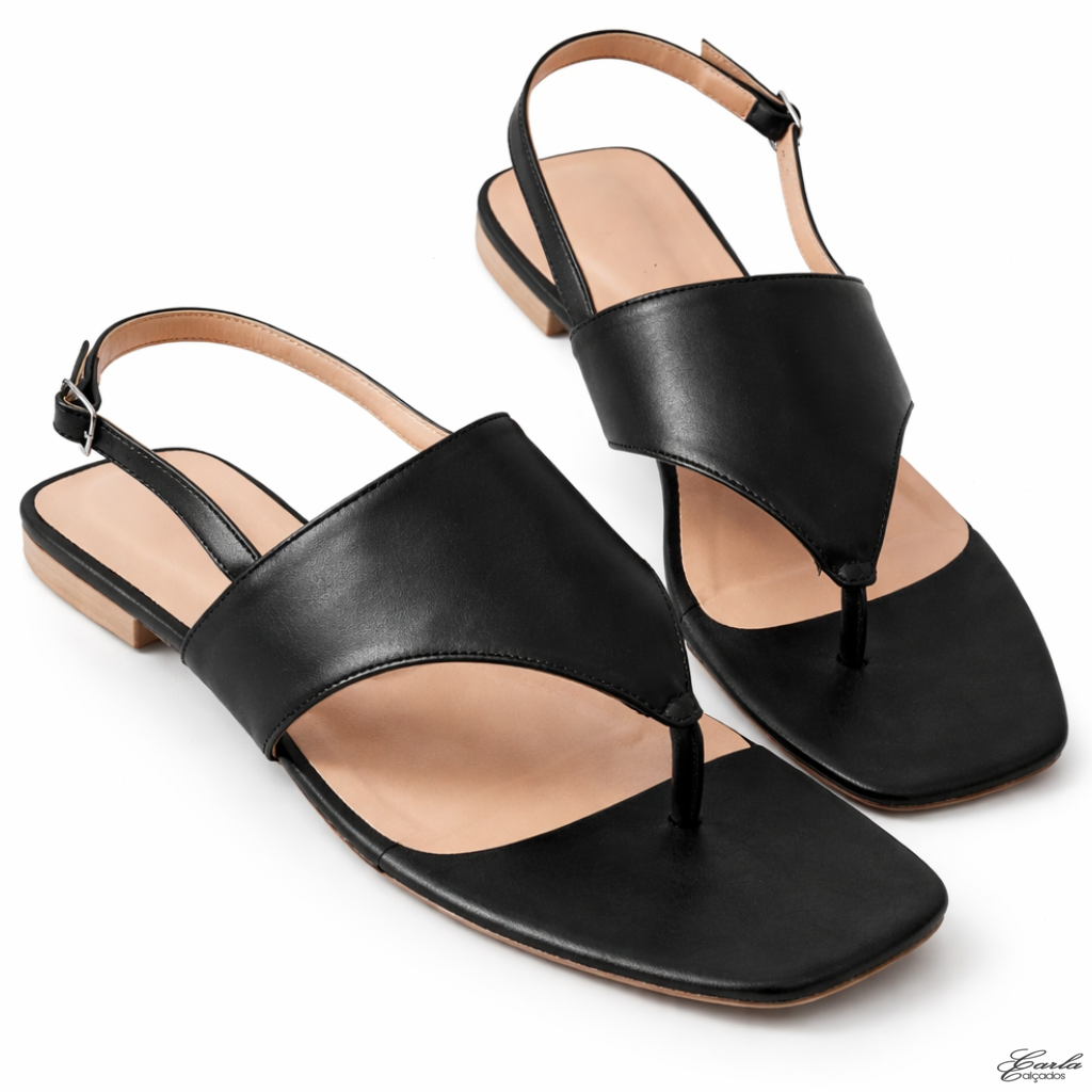 Rasteirinha Thong Preta Larga Tamanho Especial (8) Rasteirinha Thong Preta Larga Tamanho Especial 41 42 43 44