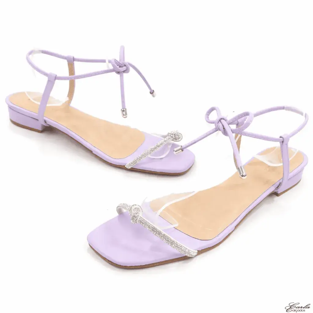Sandália 2cm Lavanda Strass Numeração Especial (3)