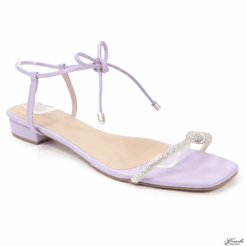 Sandália 2cm Lavanda Strass Numeração Especial (5)